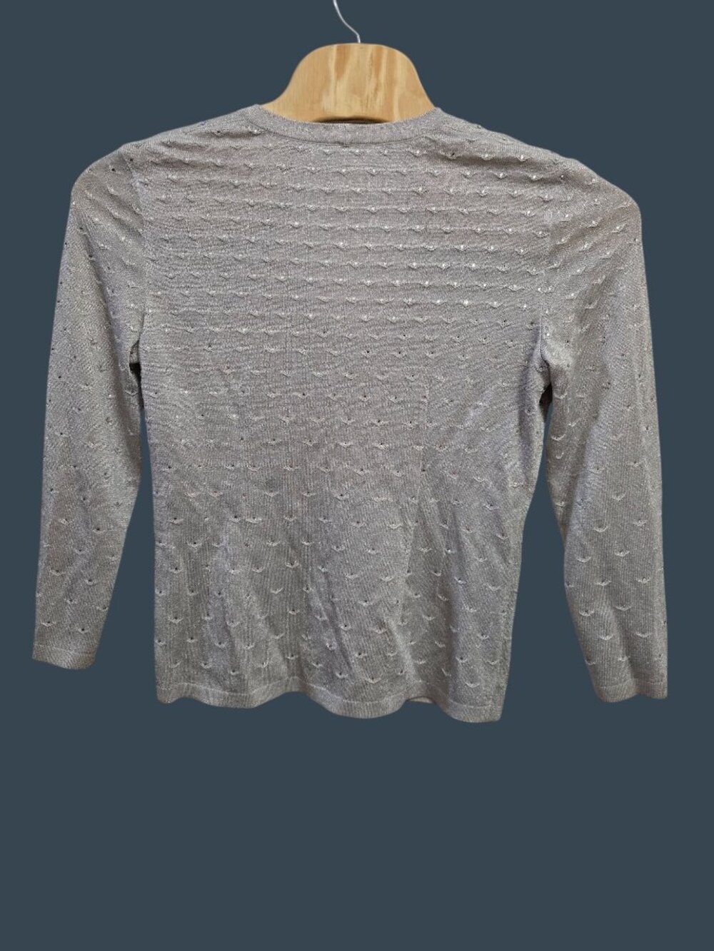 Silver Sparkling Button-Up Cardigan With Rhinestone Buttons and Accents  READ - Picture 4 of 4